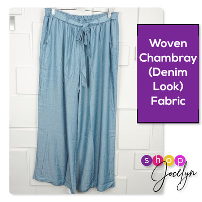 Dianne Paper Bag Wide Leg Pant - Chambray Collection