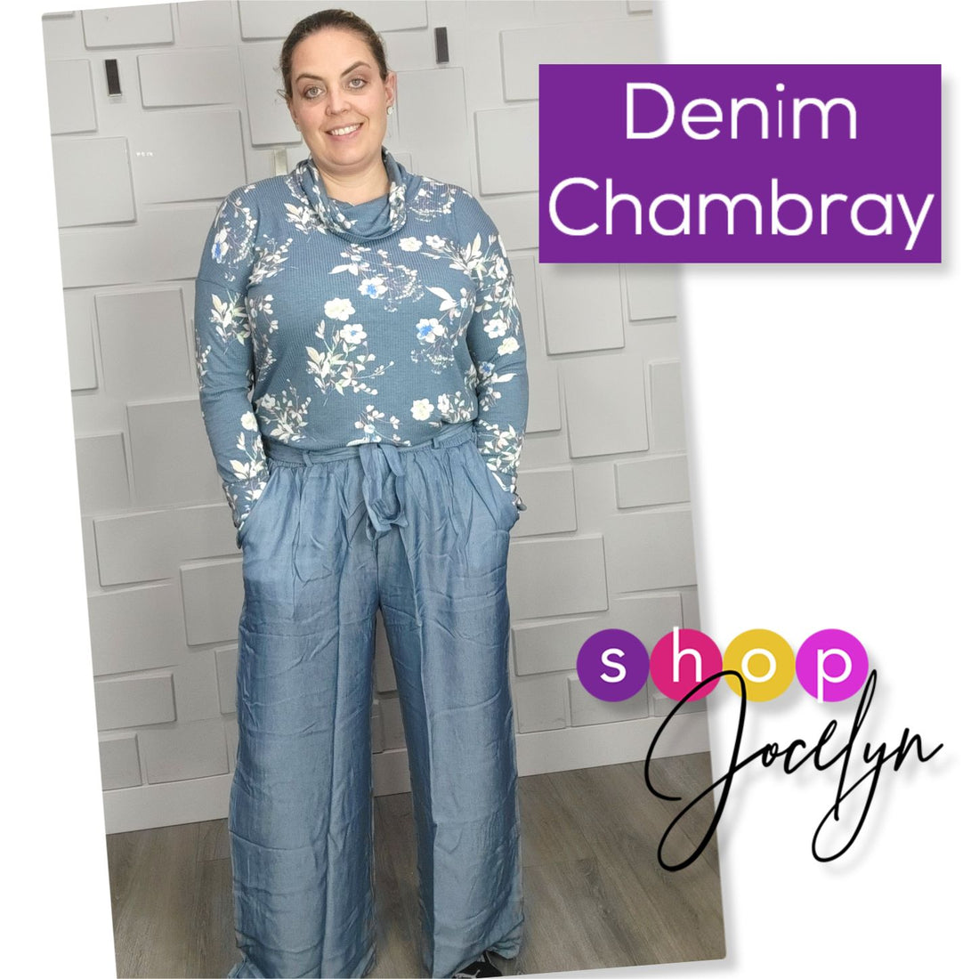 Dianne Paper Bag Wide Leg Pant - Chambray Collection
